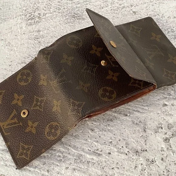 Vintage Louis Vuitton Wallet Card Holder Brown leather Made in France Authentic - Picture 3 of 11